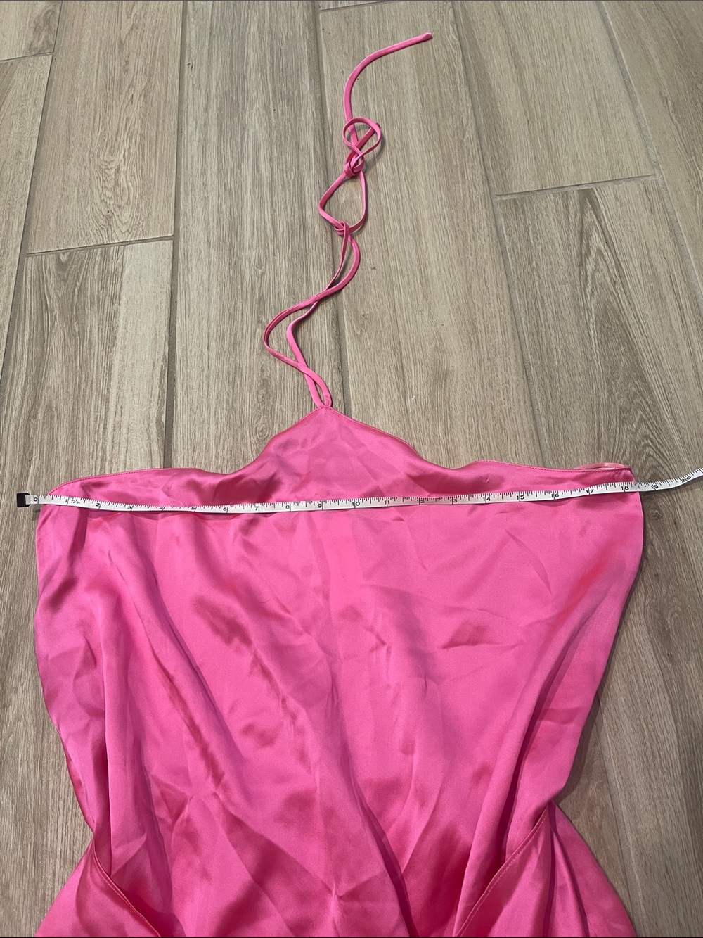 NWT Amanda Uprichard Marrone Silk Halter Mini Dress Pink Rose Ribbon Sz M - Picture 12 of 13